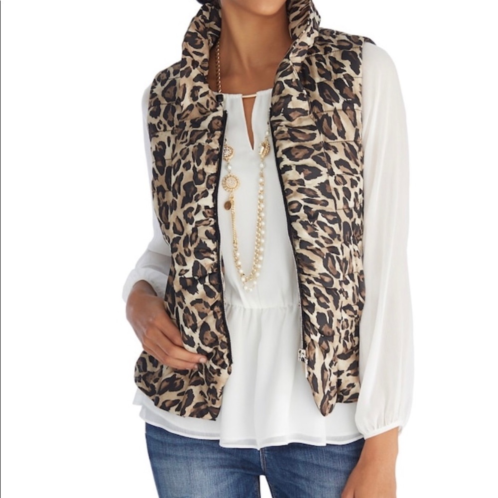 White House Black Market Ruffled Puffer Vest
